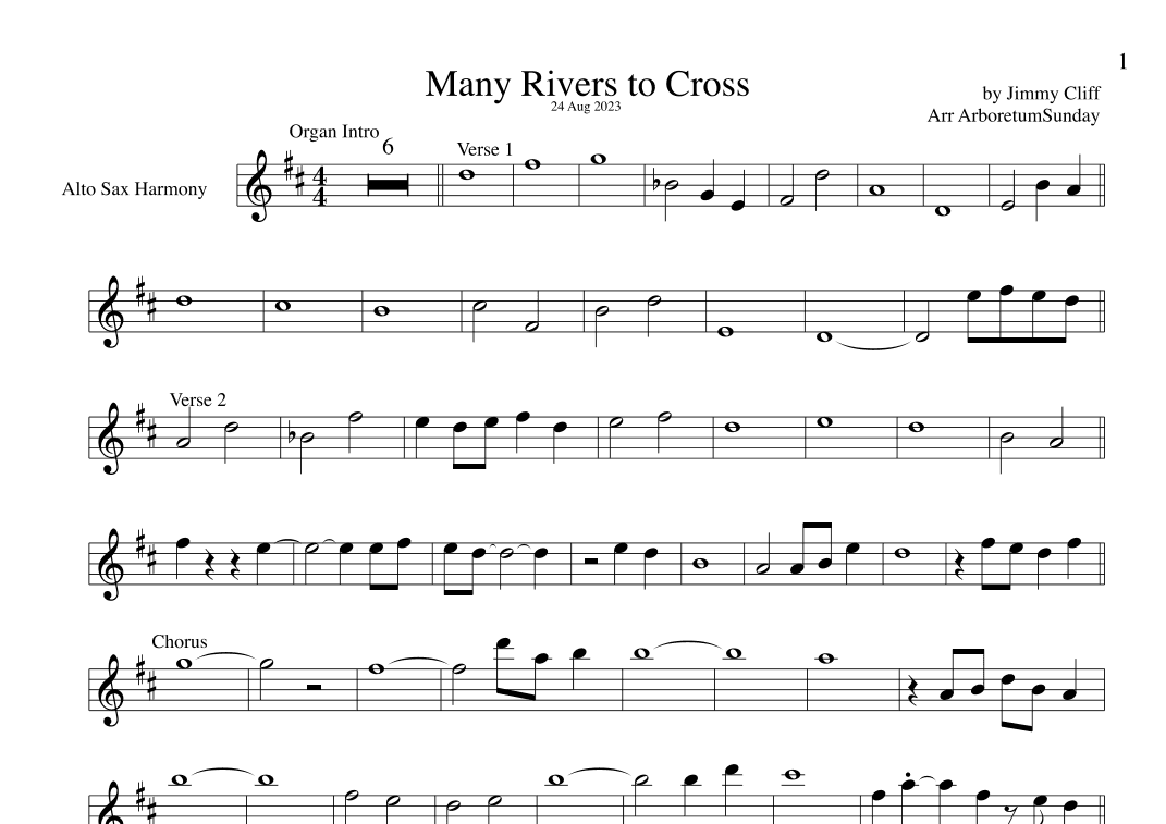 Many Rivers To Cross (arr. Arboretum Sunday)