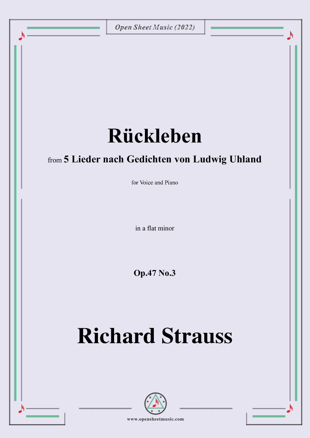 Richard Strauss-Rückleben,in a flat minor,Op.47 No.3 (arr. OSM Press)