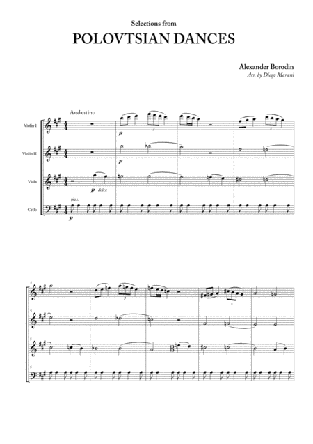 Polovtsian Dances for String Quartet (arr. Diego Marani)