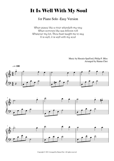 It Is Well With My Soul [for Piano Solo/ Church song] (arr. Hanna Choi)