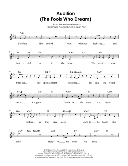 Audition (the Fools Who Dream) (arr. Charles Lee)