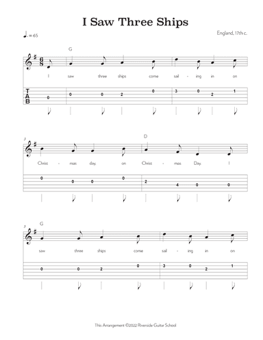 I Saw Three Ships (arr. Riverside Guitar School)