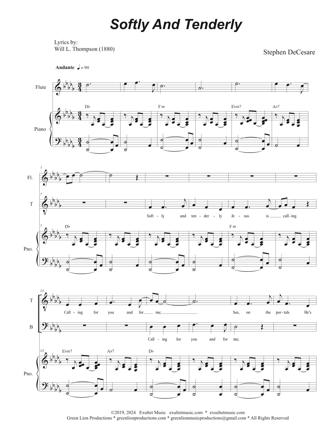 Softly And Tenderly (Duet for Tenor and Bass Solo)