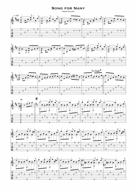 Song for Nany for solo guitar with TAB