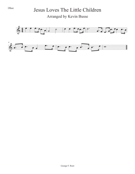 Jesus Loves The Little Children (Easy key of C) - Oboe (arr. Kevin Busse)