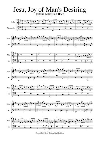 Jesu, Joy of Man's Desiring (arr. Golden Skull Editions)