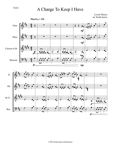 A Charge To Keep I Have II (Woodwind Quartet) (arr. Keith James)