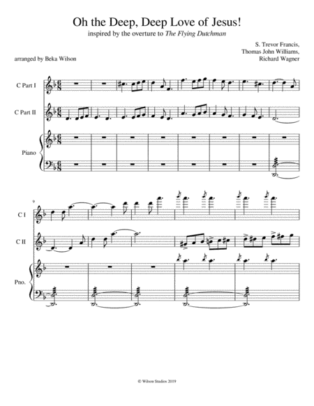 Oh the Deep, Deep Love of Jesus--C instrument duet (treble clef) (arr. Beka Wilson)