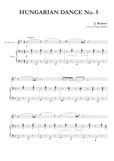 Hungarian Dance No. 5 for Alto Saxophone and Piano (arr. Diego Marani)