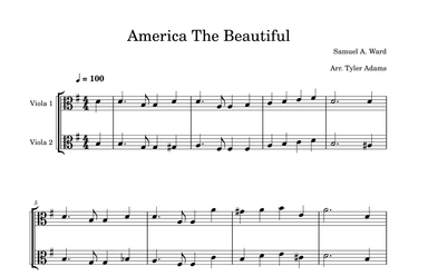 America The Beautiful (Easy Viola Duet) (arr. Tyler Adams)