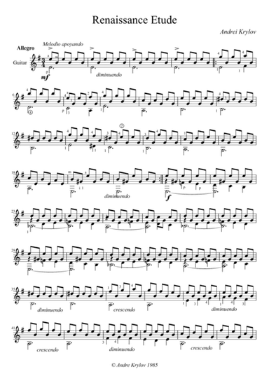 Renaissance Etude for Classical guitar by Andrei Krylov