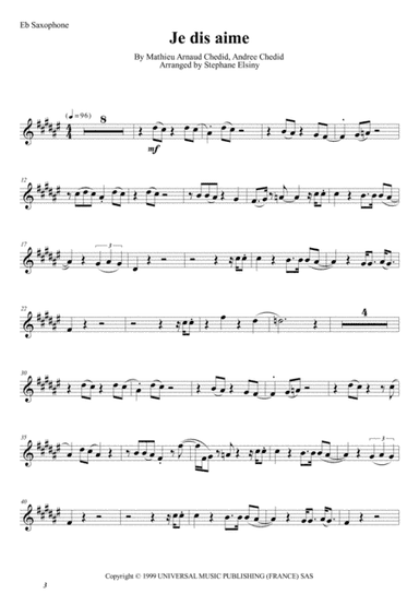 Je Dis Aime (arr. Stephane ELSINY)
