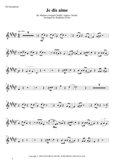 Je Dis Aime (arr. Stephane ELSINY)