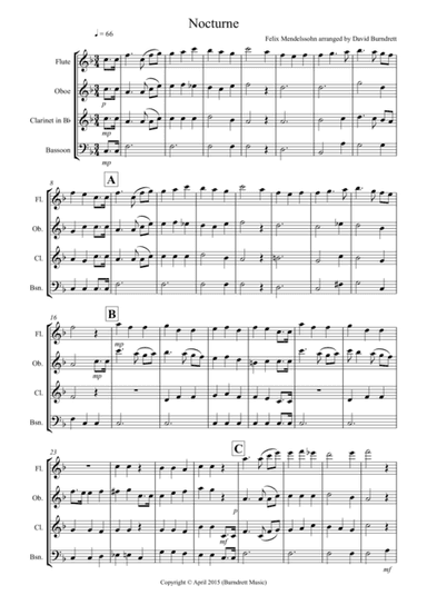 Nocturne (from A Midsummer Night's Dream) for Wind Quartet (arr. David Burndrett)