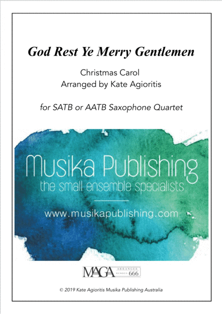 God Rest Ye Merry Gentlemen - Saxophone Quartet (arr. Kate Agioritis)