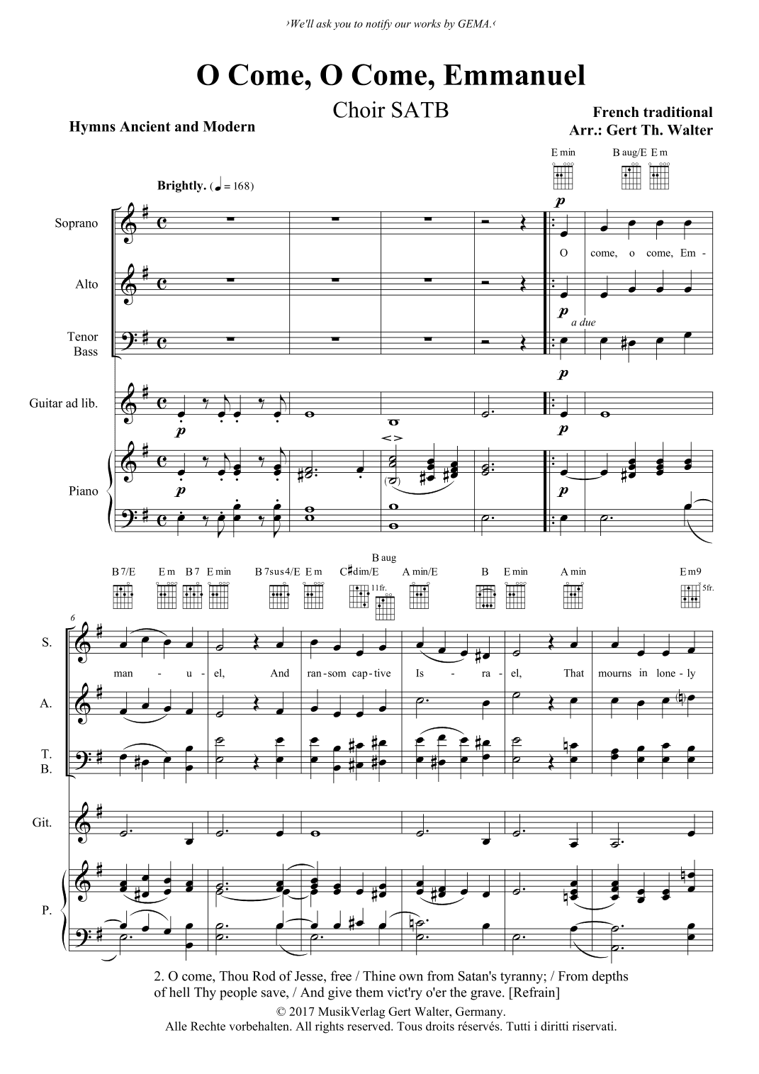 O Come, O Come, Emmanuel (arr. Gert Th. Walter)