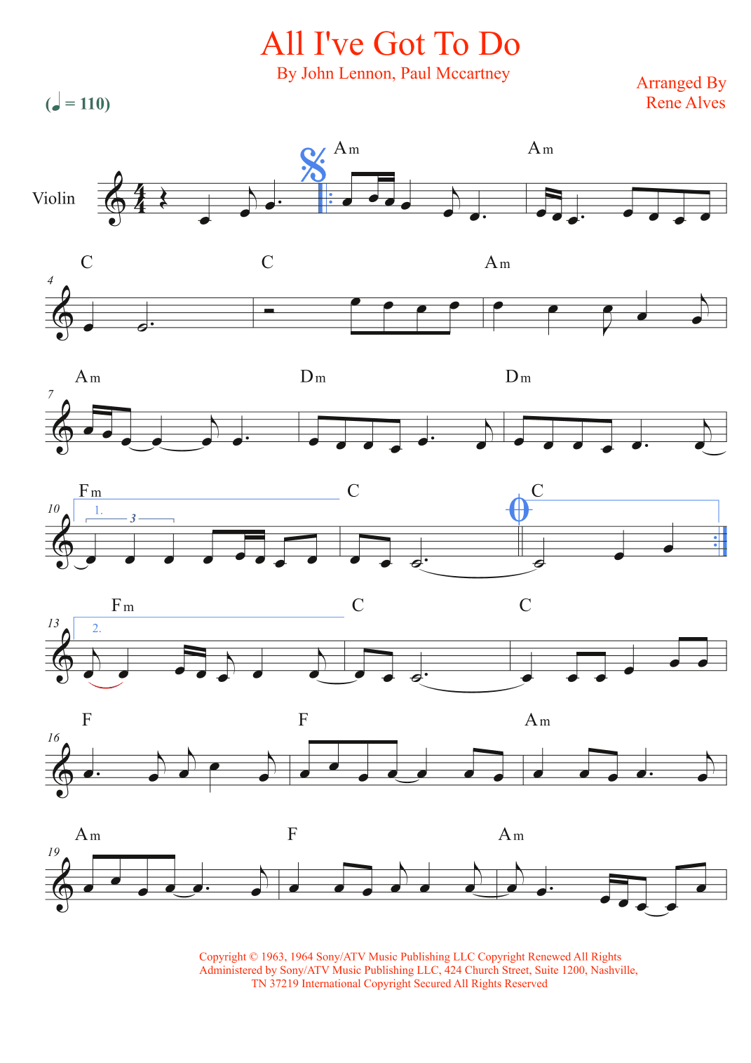 All I've Got To Do (arr. Rene Alves)