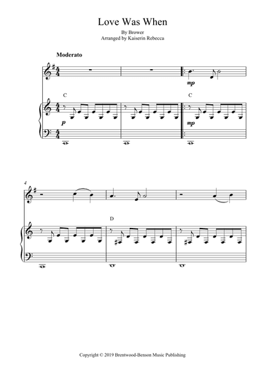 Love Was When (arr. Kaiserin Rebecca)