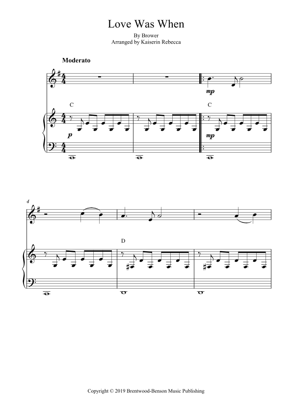 Love Was When (arr. Kaiserin Rebecca)
