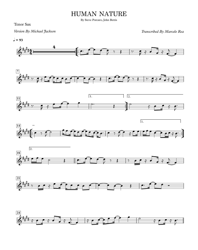 Human Nature (arr. Transcribed By Marcelo Rea)