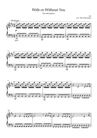 With Or Without You (arr. The Pianoman)