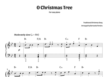 O Christmas Tree (easy piano in Bb major – with chords) (arr. Bernardo Pereira)
