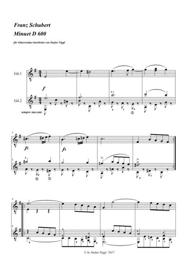 Minuet D.600 for Guitar Duet (arr. Stefan Niggl)
