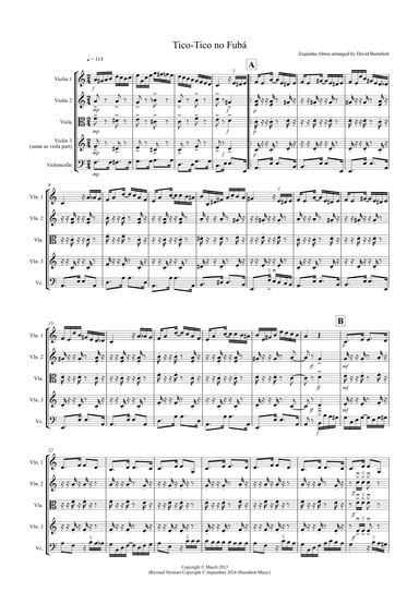 Tico Tico for String Quartet (arr. David Burndrett)