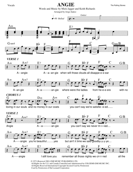 Angie (arr. Jorge Juárez)