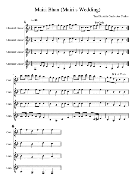 Mairi's Wedding - Classical Guitar Ensemble (arr. Coaker)