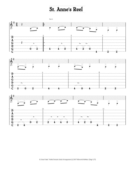 St. Anne's Reel (For Fingerstyle Guitar Tuned CGDGAD) (arr. Ellsworth McMeen)