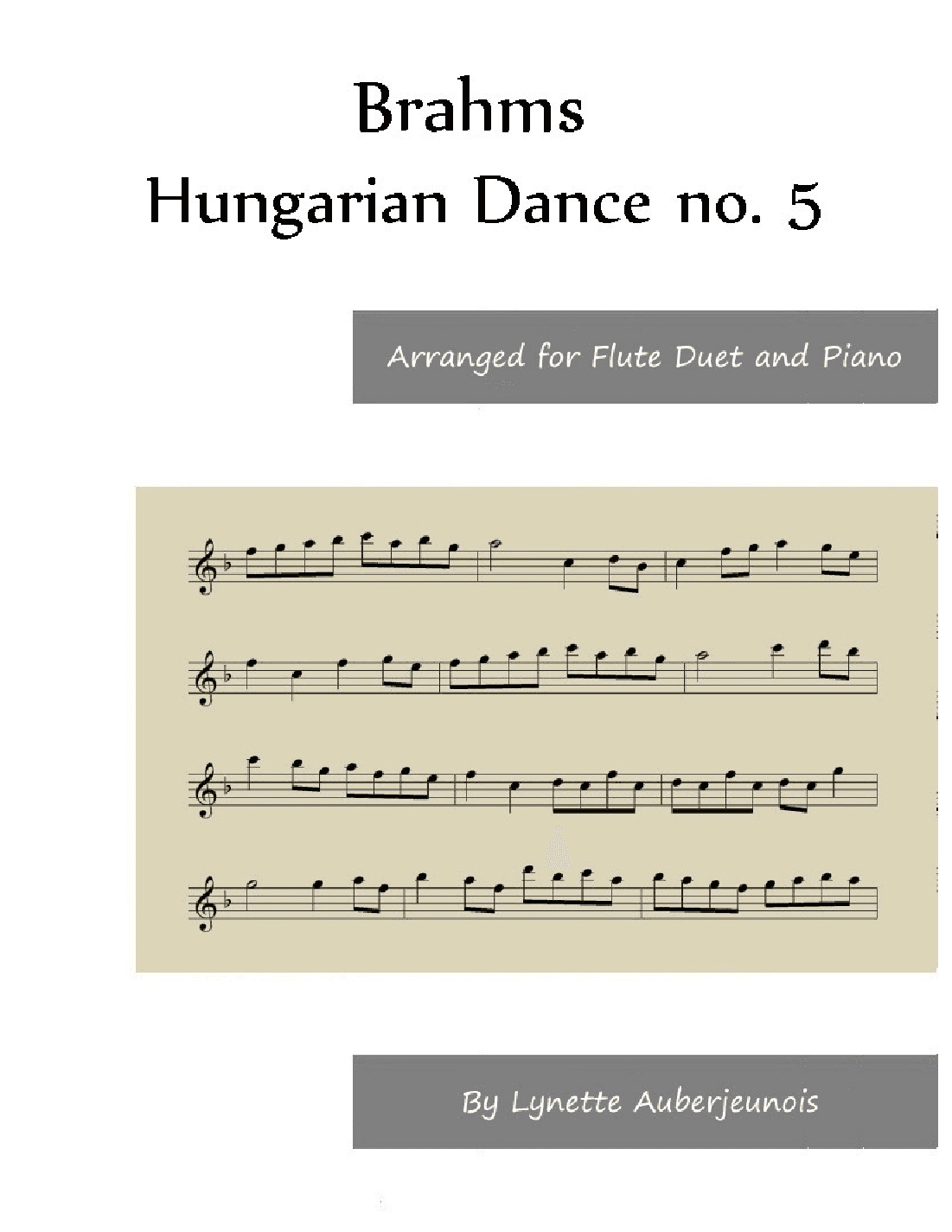 Hungarian Dance no. 5 - Flute Duet and Piano (arr. Lynette Auberjeunois)