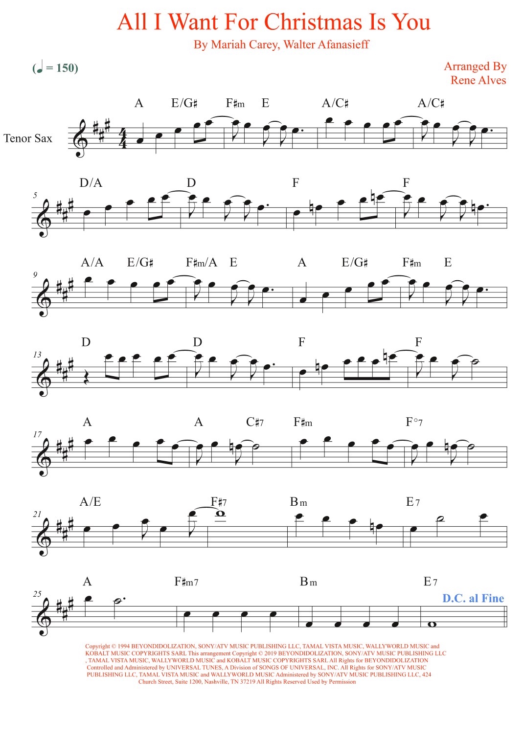 All I Want For Christmas Is You (arr. Rene Alves)