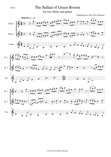 The Ballad of Green Broom for 2 flutes and guitar (arr. David Warin Solomons)