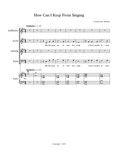 How Can I Keep From Singing (arr. Joy Simons)