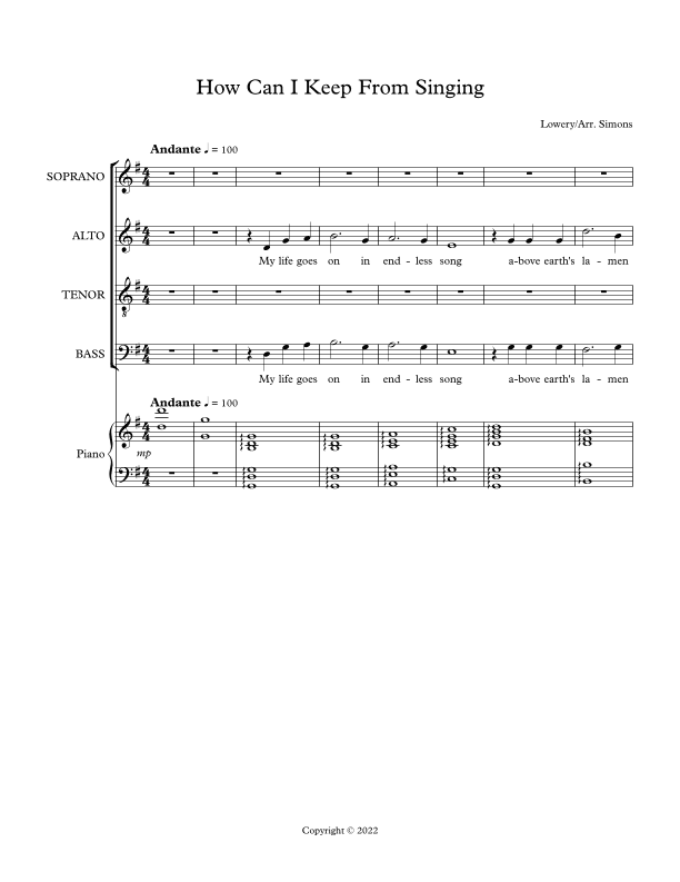 How Can I Keep From Singing (arr. Joy Simons)