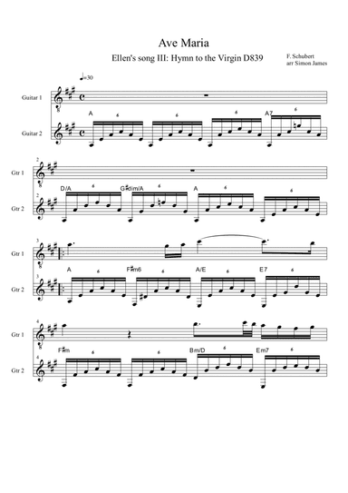 Schubert's Ave Maria - Guitar Duet (arr. Simon James)