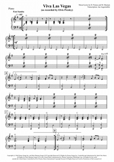 Viva Las Vegas  from VIVA LAS VEGAS (arr. Jan Angermüller)