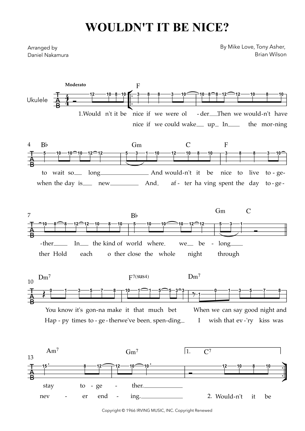 Wouldn't It Be Nice (arr. Daniel Nakamura)