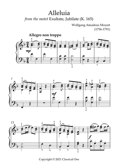 Mozart - Alleluia(With Note name) (arr. MPS)