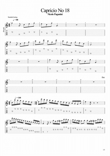 Capricio No 18 Guitar 1 (arr. John Hurford)