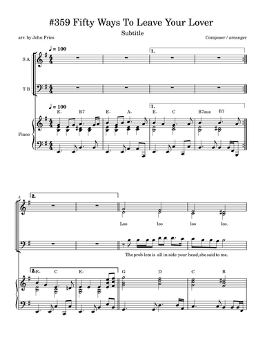 Fifty Ways To Leave Your Lover (arr. John Fries)