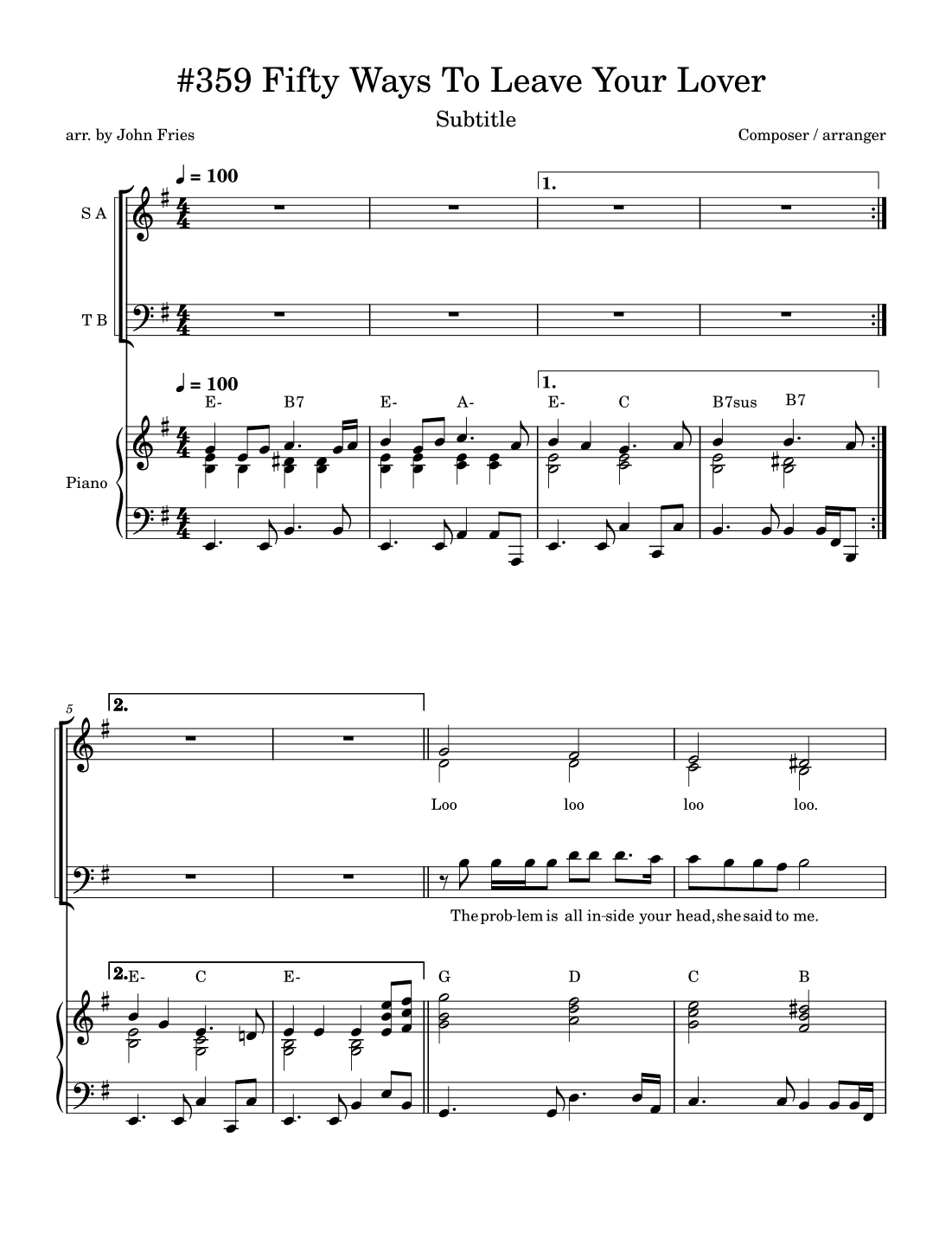 Fifty Ways To Leave Your Lover (arr. John Fries)