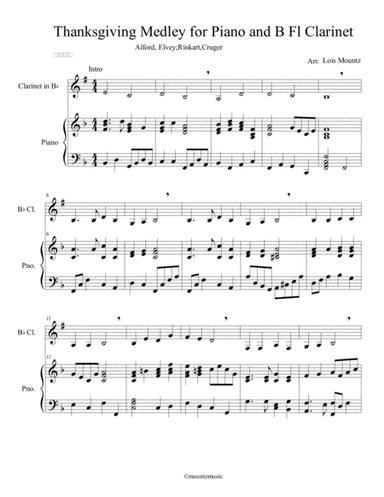 Thanksgiving Medley for piano and B fl Clarinet (arr. Lois Mountz)