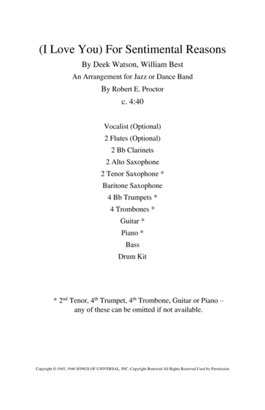 (i Love You) For Sentimental Reasons (arr. Robert E. Proctor)