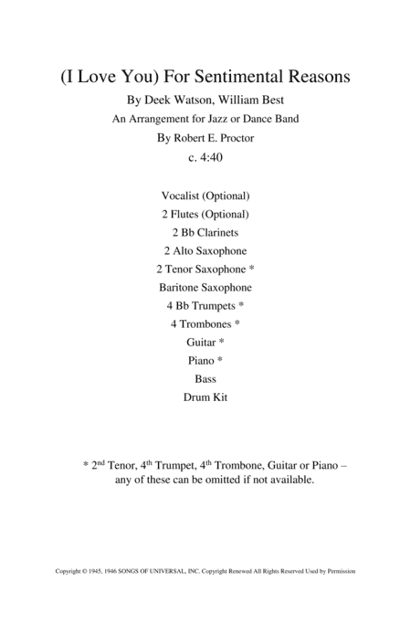 (i Love You) For Sentimental Reasons (arr. Robert E. Proctor)