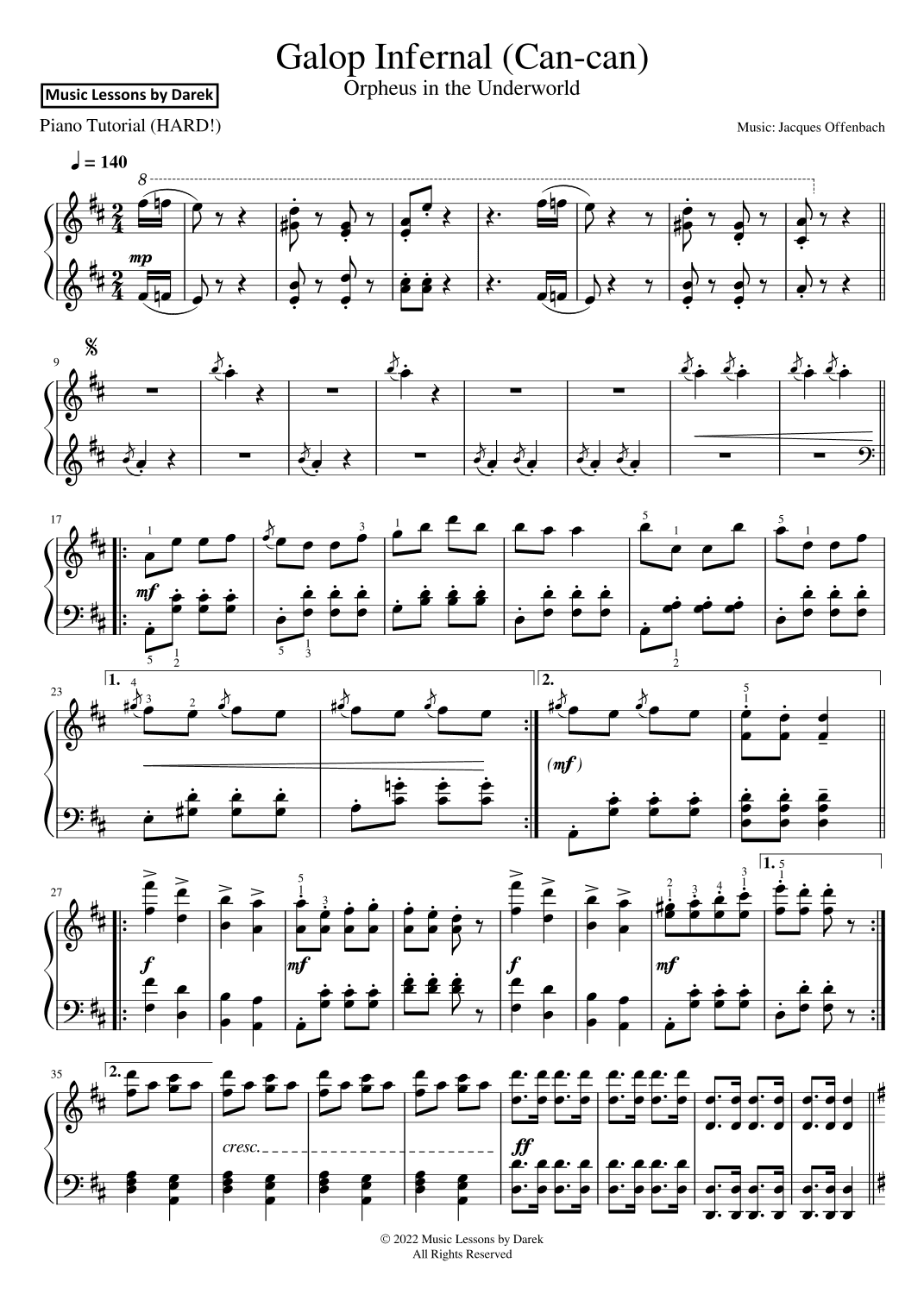 Galop Infernal (Can-can) (HARD PIANO) Orpheus in the Underworld [Jacques Offenbach] (arr. Darek)
