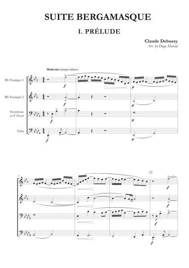 Prelude from "Suite Bergamasque" for Brass Quartet (arr. Diego Marani)