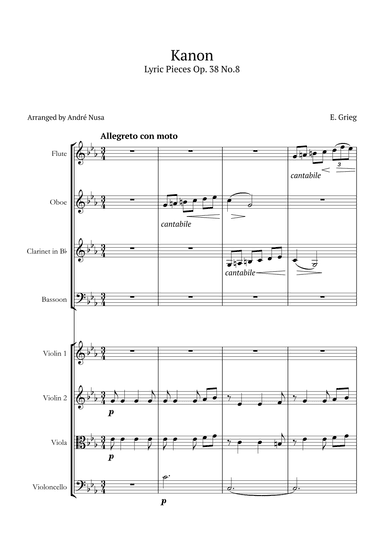 Lyric Pieces Op.38 No.8 (arr. André Nusa)