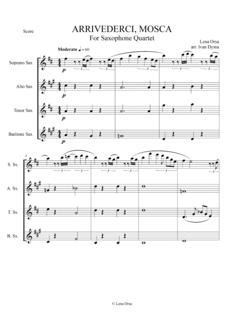 Arrivederci, Mosca! for Saxophone Quartet
